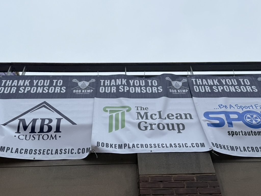 Thank You to Our Sponsors banner at the Bob Kemp Lacrosse Classic with The McLean Group logo