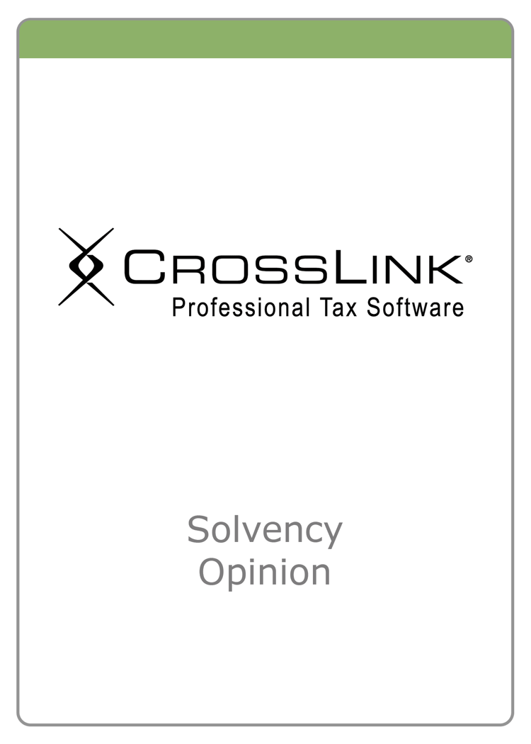 CrossLink Professional Tax Software solvency opinion — Solvency Opinion