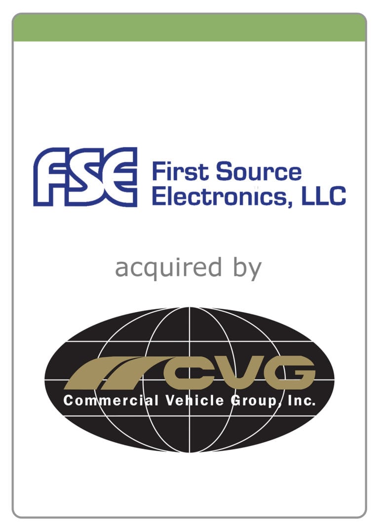 First Source Electronics acquired by Commercial Vehicle Group