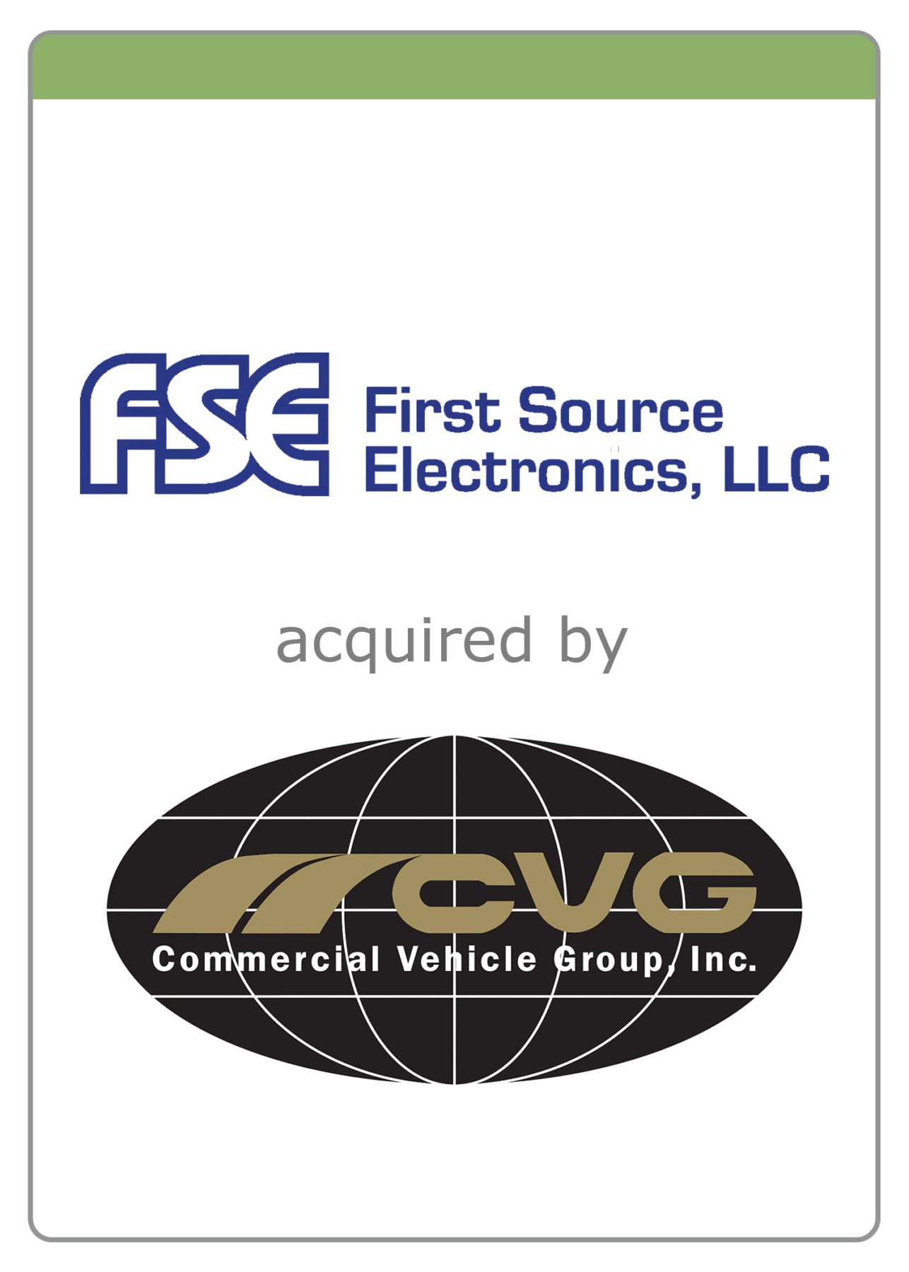 First Source Electronics acquired by Commercial Vehicle Group